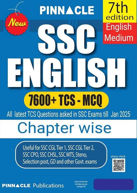 SSC English 7600+ TCS MCQ Chapter-wise with detailed explanation | 7th edition | SSC | CGL Tier- I | CGL Tier- II | CHSL | MTS | CPO | STENO |