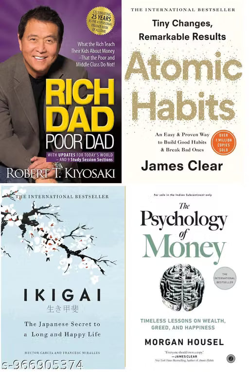 Generic Atomic Habits & Rich Dad Poor Dad & Ikigai Japaness & The Psychology Of Money ) English - Paperback 8192933571 9788192933573