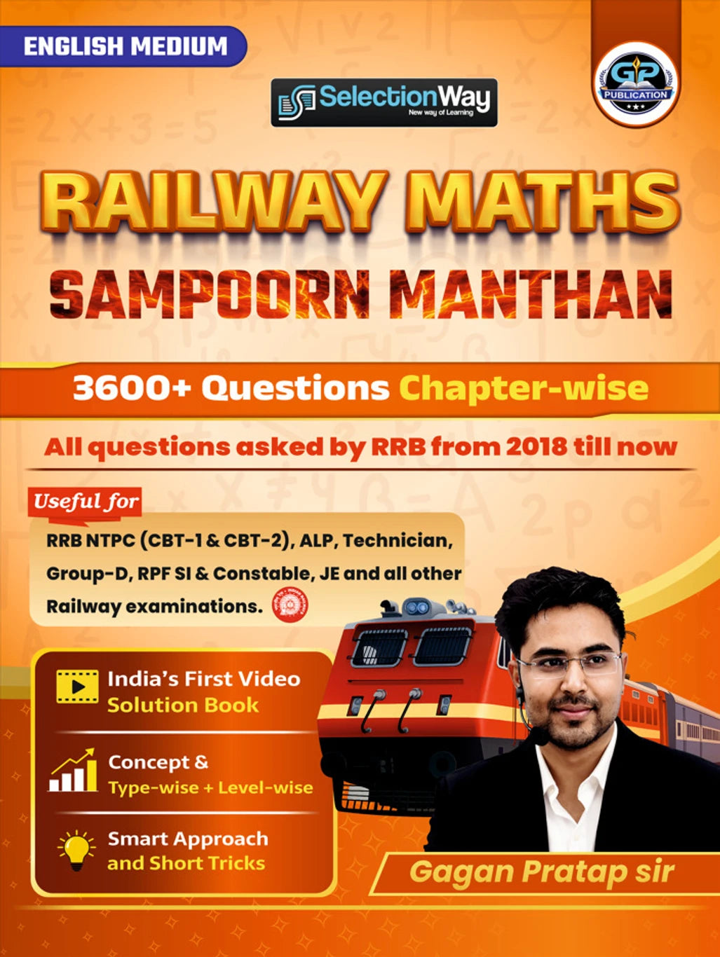 Railway Maths Sampoorn Manthan/English Medium By Gagan Pratap Sir (3600+ Concept + Chapter-Wise, Typewise, PYQs) For RRB NTPC, RRB ALP, Technician, RRB JE, RRB Group D, RPF SI & Constable, Section Controller (Hardcover, GAGAN PRATAP)